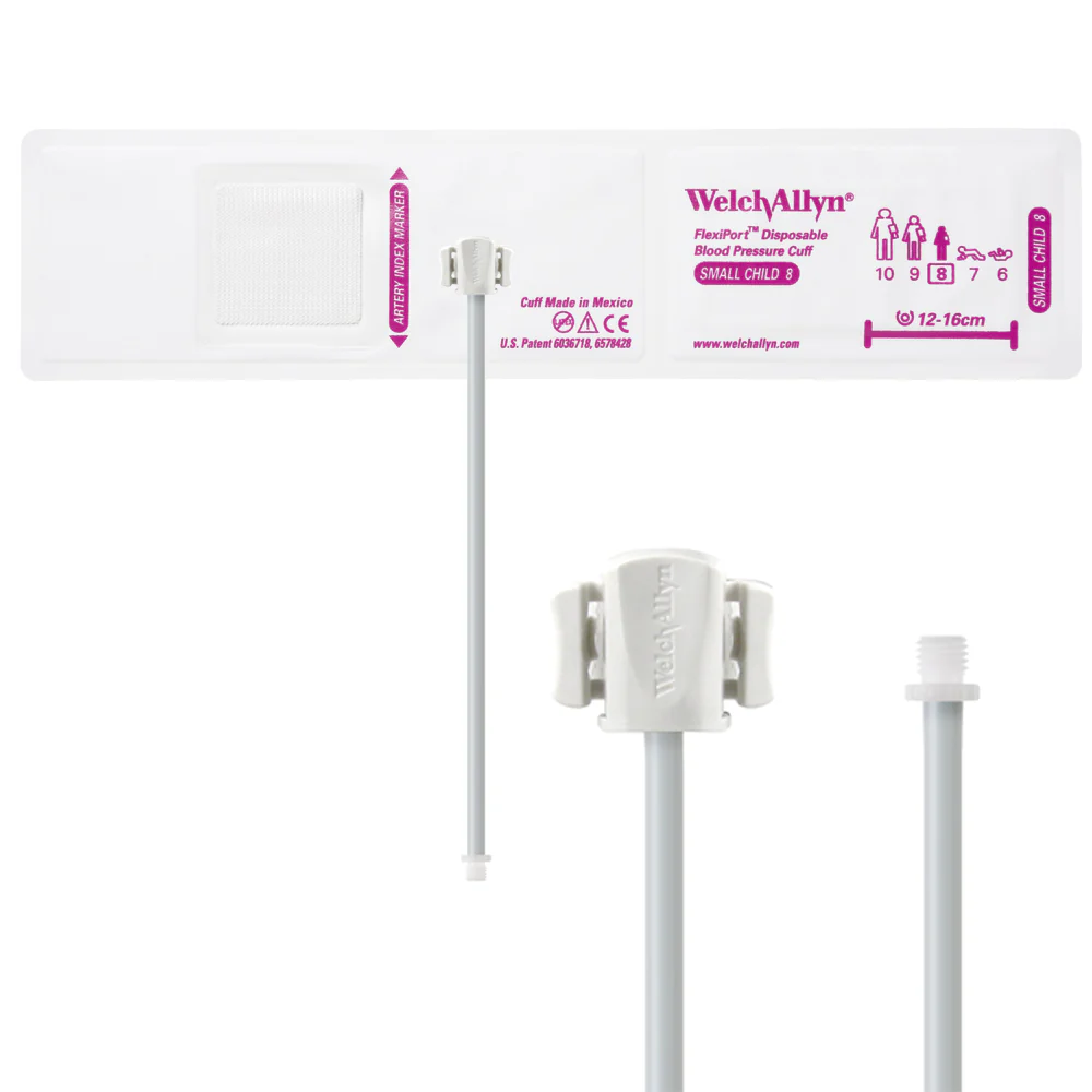 Welch Allyn FlexiPort Blood Pressure Cuff; Size-08 Small Child, Soft Disposable, 1-Tube - Pack of 20