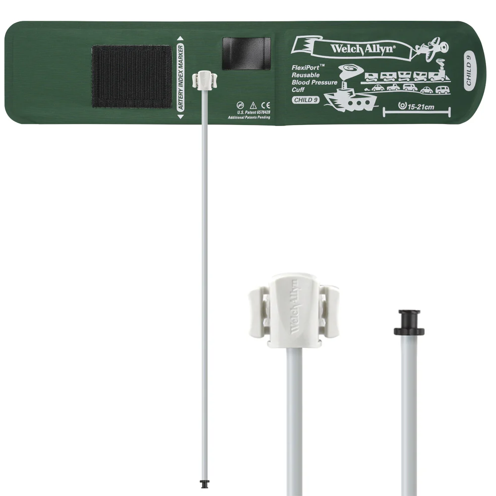 Welch Allyn FlexiPort Blood Pressure Cuff; Size-09 Child, Reusable, 1-Tube (24.0 in/61.0 cm), Tri-Purpose (#5082-168) Connector