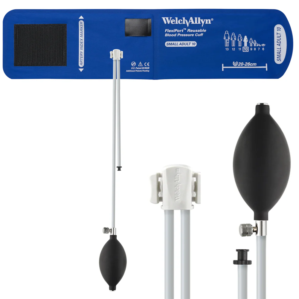 Welch Allyn FlexiPort Blood Pressure Cuff; Size-10 Small Adult, Reusable, 2-Tubes