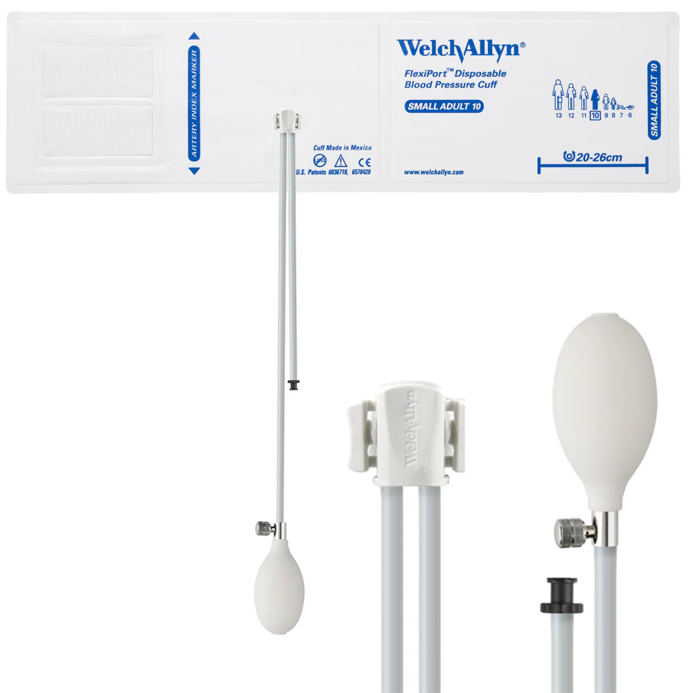 Welch Allyn FlexiPort Blood Pressure Cuff; Size-10 Small Adult, Soft Disposable, 2-Tubes - Pack of 20