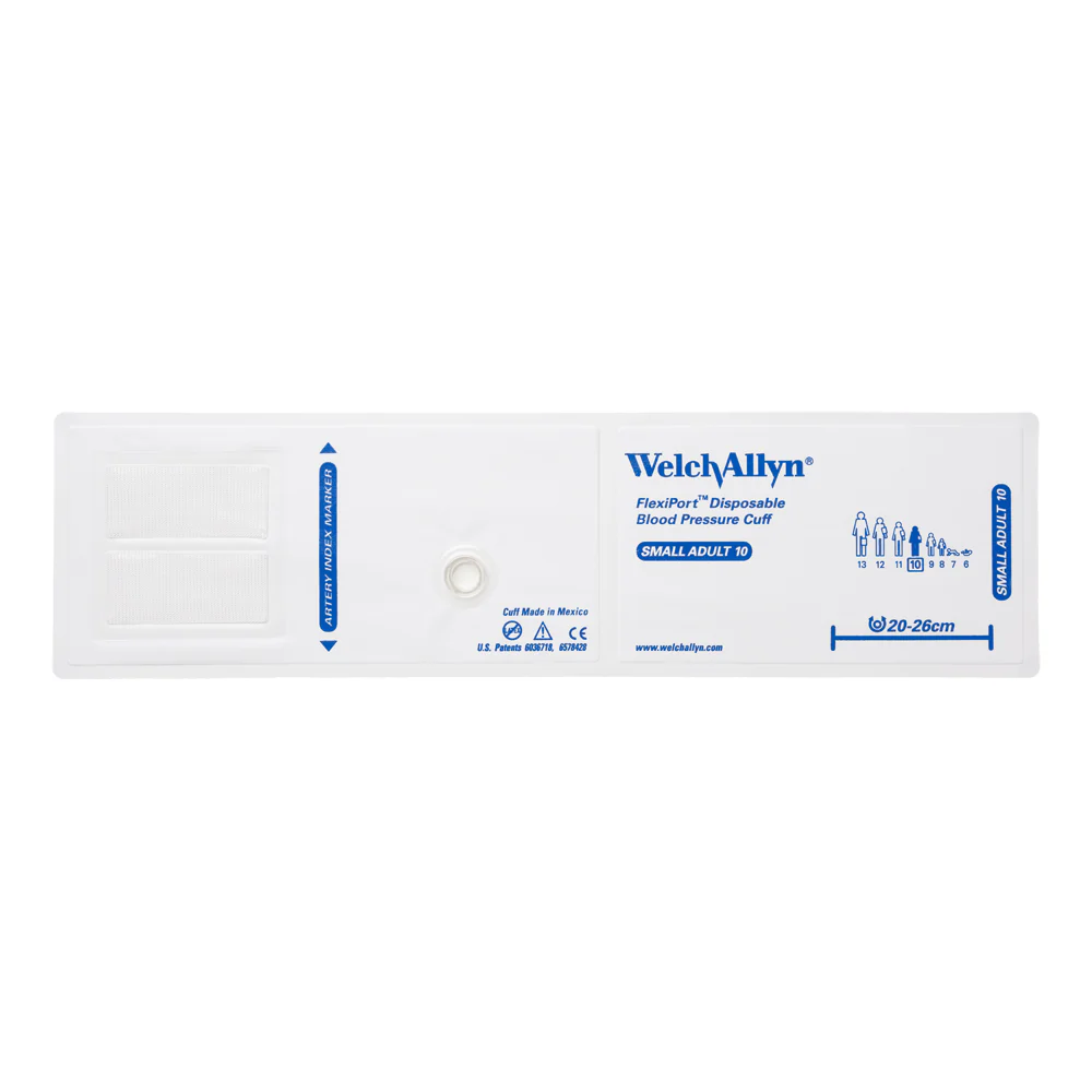 Welch Allyn FlexiPort Blood Pressure Cuff; Size-10 Small Adult, Soft Disposable, No Tubes or Connectors - Pack of 20