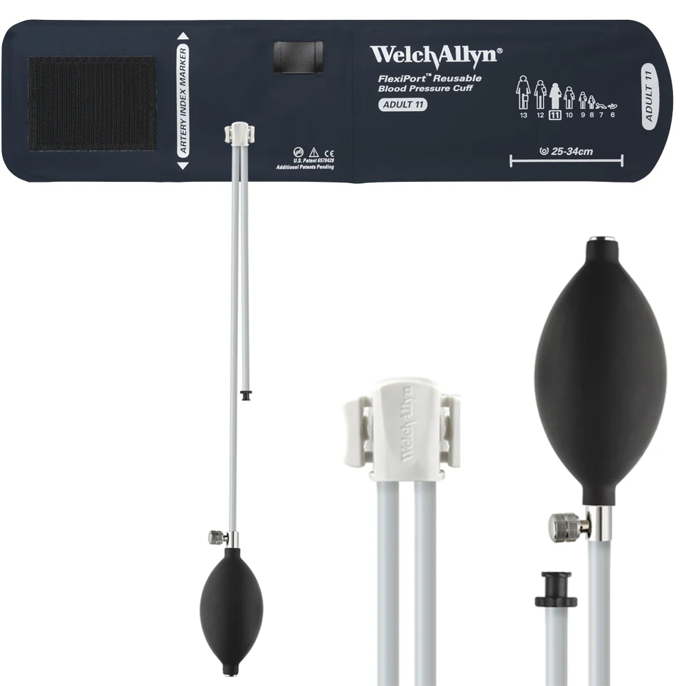 Welch Allyn FlexiPort Blood Pressure Cuff; Size-11 Adult, Reusable, 2- Tubes