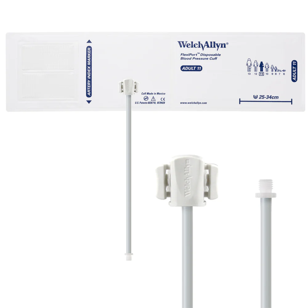 Welch Allyn FlexiPort Blood Pressure Cuff; Size-11 Adult, Soft Disposable, 1-Tube - Pack of 20