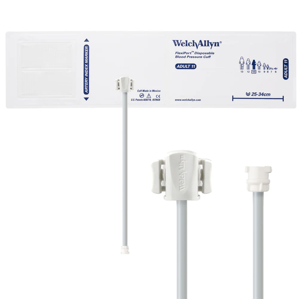 Welch Allyn FlexiPort Blood Pressure Cuff; Size-11 Adult, Soft Disposable, 1-Tube - Pack of 20