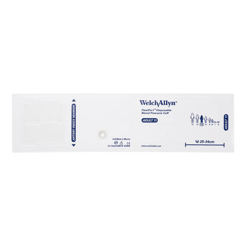 Welch Allyn FlexiPort Blood Pressure Cuff; Size-11 Adult, Soft Disposable, No Tubes or Connectors - Pack of 20