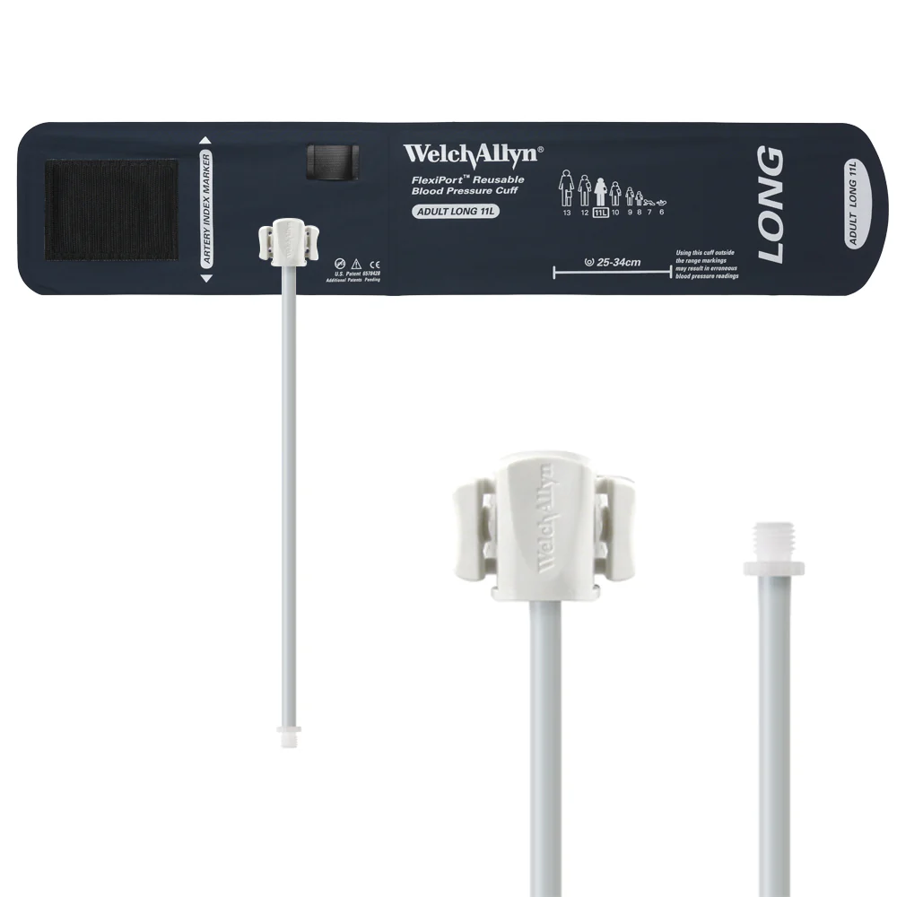 Welch Allyn FlexiPort Blood Pressure Cuff; Size-11L Adult Long, Reusable, 1-Tube