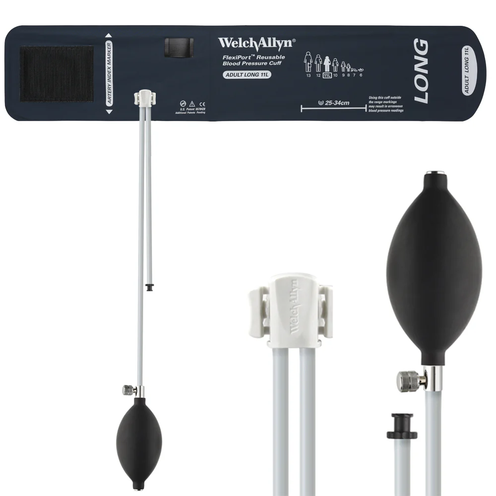 Welch Allyn FlexiPort Blood Pressure Cuff; Size-11L Adult Long, Reusable, 2-Tubes