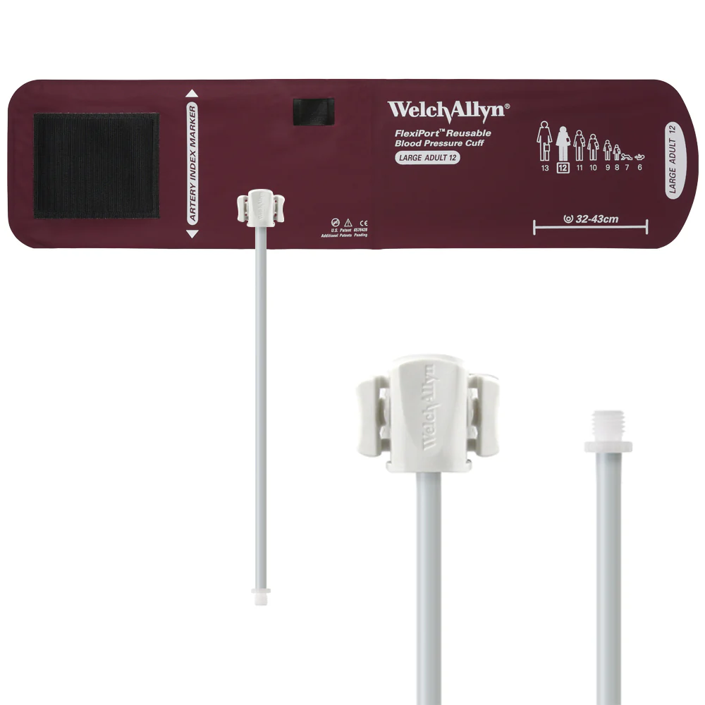 Welch Allyn FlexiPort Blood Pressure Cuff; Size-12 Large Adult, Reusable, 1-Tube