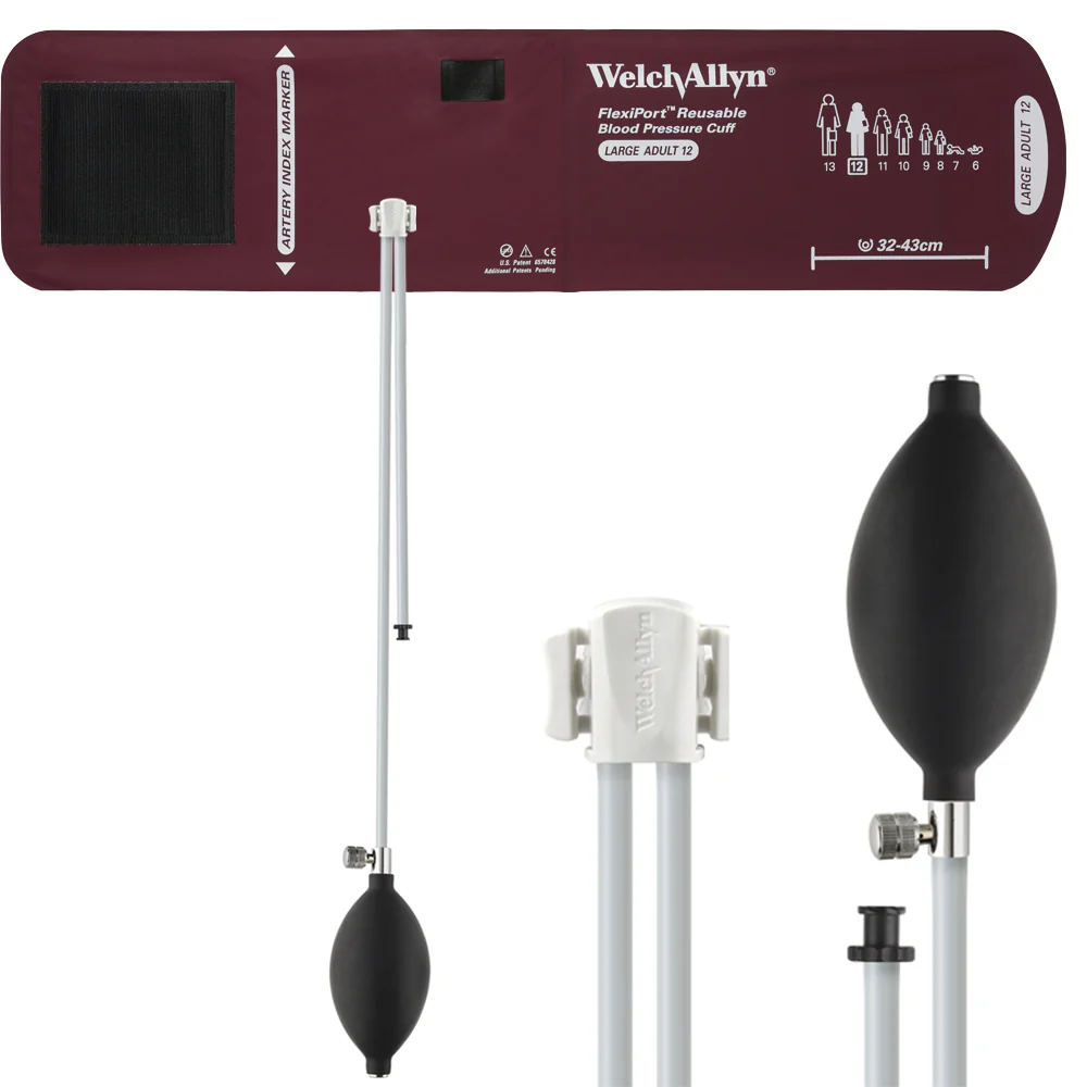 Welch Allyn FlexiPort Blood Pressure Cuff; Size-12 Large Adult, Reusable, 2-Tubes