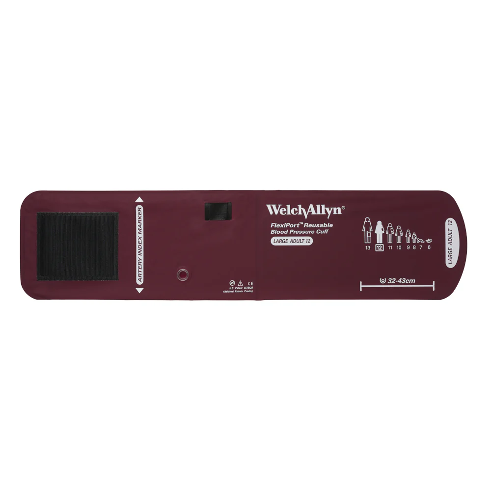 Welch Allyn FlexiPort Blood Pressure Cuff; Size-12 Large Adult, Reusable, No Tubes or Connectors; Cuff Range 32-43 CM