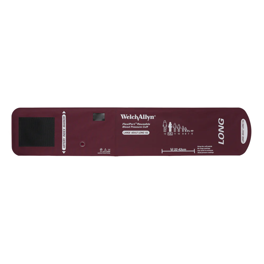 Welch Allyn FlexiPort Blood Pressure Cuff; Size-12L Large Adult Long, Reusable, No Tubes or Connectors; Cuff Range 32-43 CM