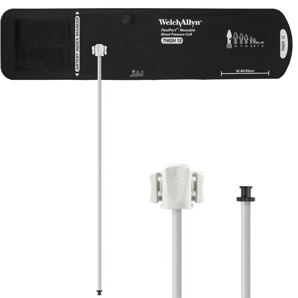 Welch Allyn FlexiPort Blood Pressure Cuff; Size-13 Thigh, Reusable, 1-Tube, Tri-Purpose (#5082-168) Connector