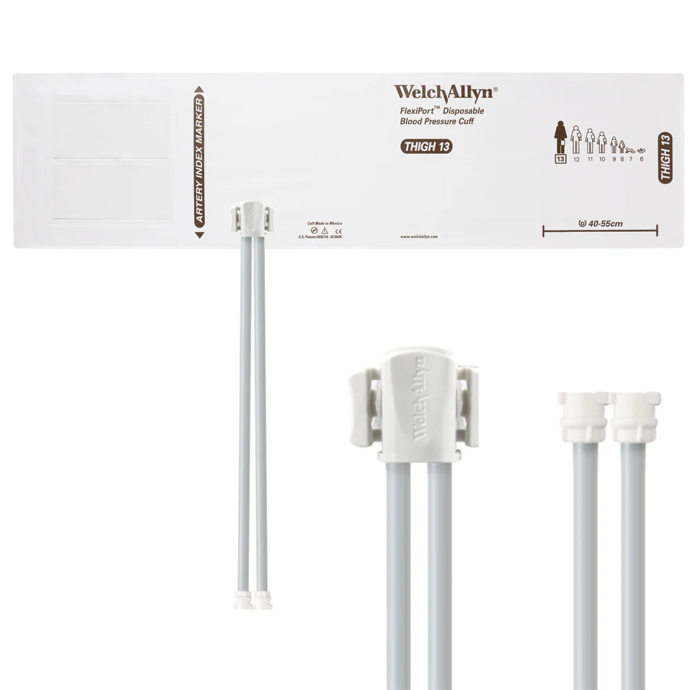 Welch Allyn FlexiPort Blood Pressure Cuff; Size-13 Thigh, Soft Disposable, 2-Tubes - Pack of 20