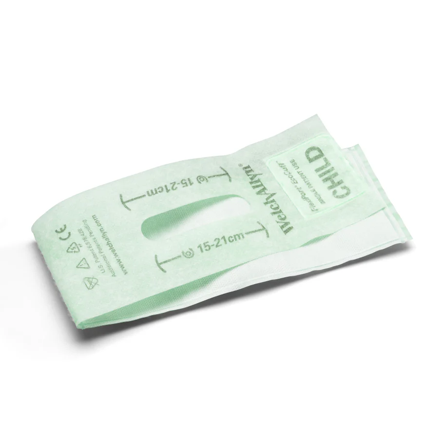 Welch Allyn FlexiPort ECO Blood Pressure Cuff; Size-09 Child, Single- Patient Use, No Tubes or Connectors; Qty - Pack of 100