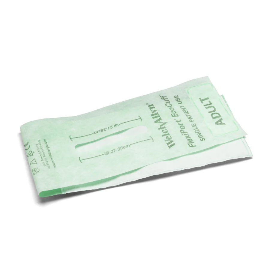 Welch Allyn FlexiPort ECO Blood Pressure Cuff; Size-11 Adult, Single- Patient Use, No Tubes or Connectors - Pack of 100